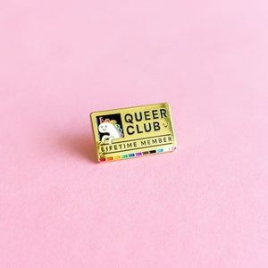 Queer Club LGBTQ Subtle Pride Pin Queer Gay Lesbian Bisexual Rainbow Queer Badge Lesbian Gay Trans Enamel Pin Accessory Discreet image 2