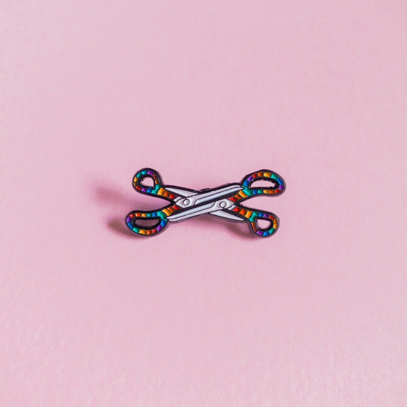 Lesbian Scissors Pride Pin Subtle Pride Badge Lesbian Bisexual LGBT Rainbow Queer Badge Lesbian Gay Trans Enamel Pin Accessory Discreet image 3