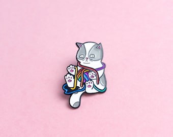 Rainbow Kitten Cat LGBT Pride Pin — Minimalist Pride LGBT Queer Gay Cat Badge Lesbian Gay Enamel Pin Subtle Pride Accessory Discreet