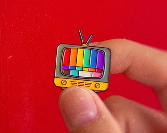 Subtle Pride Pin Rainbow Vintage Retro TV Pride Badge — Retro Style Minimalist Pride LGBT Rainbow Badge Gay Enamel Pin Pride Accessory