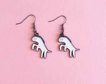 Unicorn LGBT Queer Pride Earrings — Pride LGBT Pan Rainbow Queer Earrings Minimalist Subtle Pride Accessory Discreet