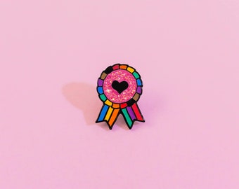 LGBT Inclusive Award Badge Pride Pin — Minimalist Pride Bisexual Queer Badge Bi Enamel Pin Subtle Pride Accessory Discreet LGBT Pride Flag