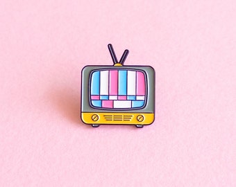 Subtle Pride Pin Transgender Vintage Retro TV Pride Badge — Retro Style Minimalist Pride LGBT Trans Badge Gay Enamel Pin Pride Accessory