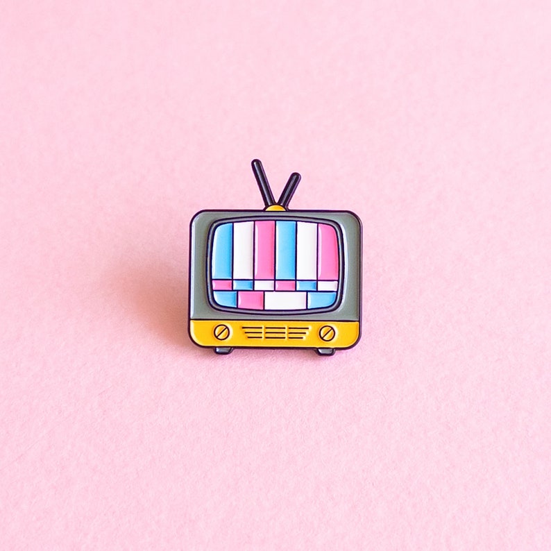 Subtle Pride Pin Transgender Vintage Retro TV Pride Badge Retro Style Minimalist Pride LGBT Trans Badge Gay Enamel Pin Pride Accessory image 1