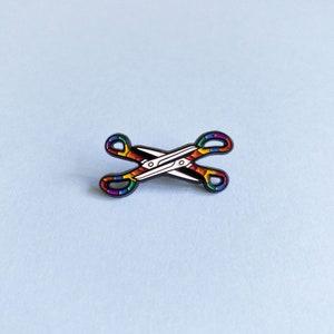 Lesbian Scissors Pride Pin Subtle Pride Badge Lesbian Bisexual LGBT Rainbow Queer Badge Lesbian Gay Trans Enamel Pin Accessory Discreet image 6