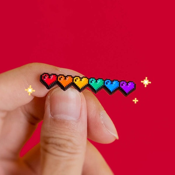 Subtile Pride Pin Regenbogen Pixel Hearts Pride Abzeichen — Pixel Art Minimalist Pride LGBT Regenbogen Abzeichen Gay Transgender Emaille Pin Pride Accessoire