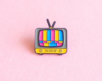 Subtle Pride Pin Pansexual Vintage Retro TV Pride Badge — Retro Style Minimalist Pride LGBT Pan Badge Gay Enamel Pin Pride Accessory