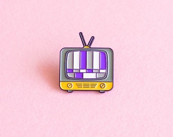 Subtle Pride Pin Ace Asexual Vintage Retro TV Pride Badge — Retro Style Minimalist Pride LGBT Rainbow Badge Gay Enamel Pin Pride Accessory