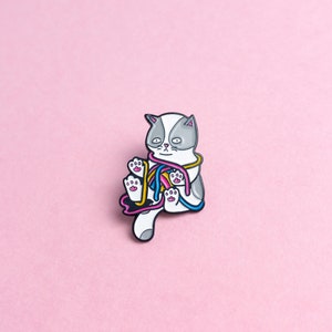 Pansexual Kitten Cat LGBT Pride Pin — Minimalist Pride LGBT Pan Pansexual Cat Badge Lesbian Gay Enamel Pin Subtle Pride Accessory Discreet