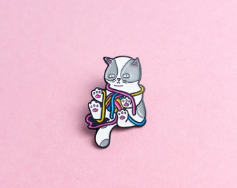 Pansexual Kitten Cat LGBT Pride Pin — Minimalist Pride LGBT Pan Pansexual Cat Badge Lesbian Gay Enamel Pin Subtle Pride Accessory Discreet