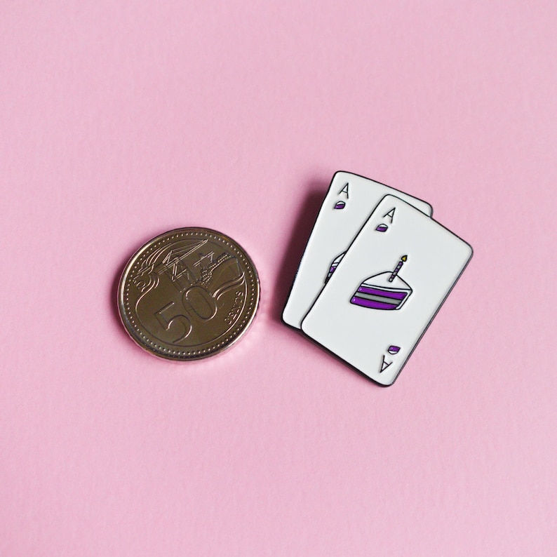 Asexual Pride Pin Subtle Ace of Cakes Enamel Pin Minimalist Pride Ace Badge LGBT Enby Lesbian Gay Trans Subtle Pride Accessory Discreet image 3