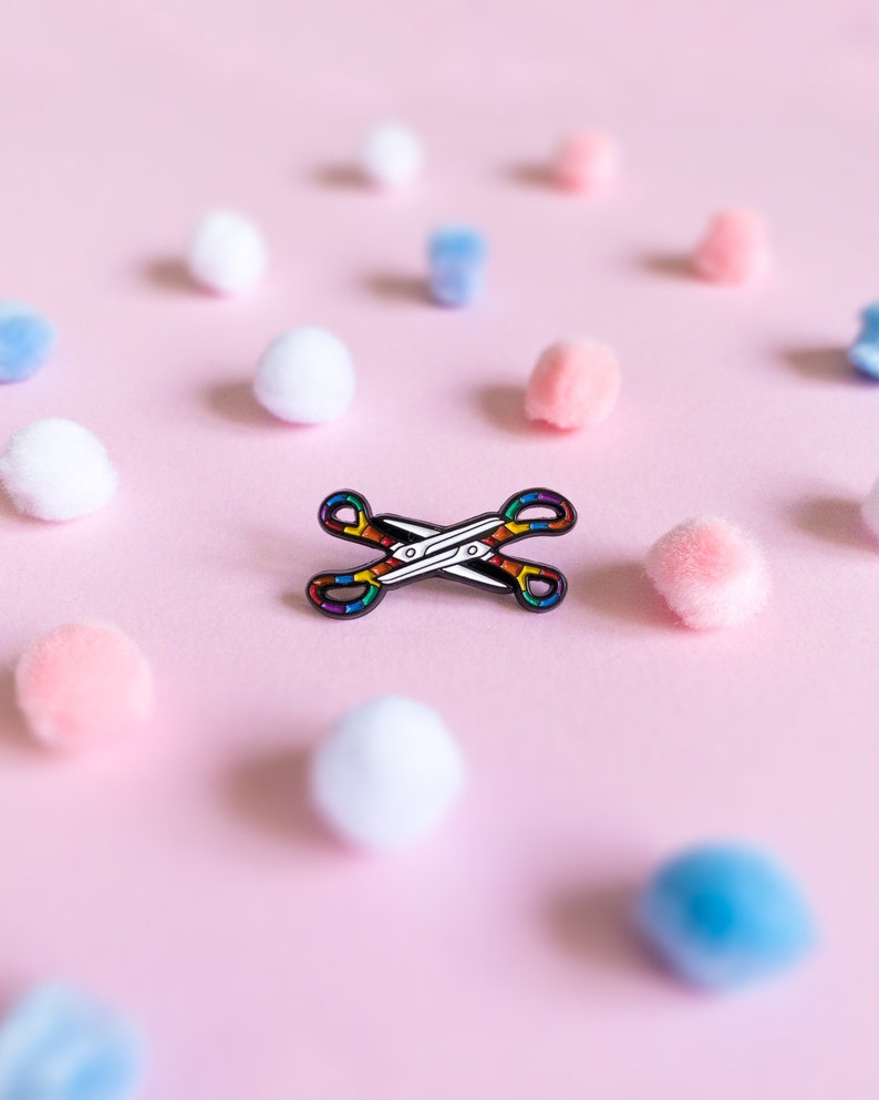 Lesbian Scissors Pride Pin Subtle Pride Badge Lesbian Bisexual LGBT Rainbow Queer Badge Lesbian Gay Trans Enamel Pin Accessory Discreet image 4