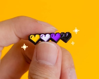 Subtle Pride Pin Enby Non-binary Pixel Hearts Pride Badge — Pixel Art Minimalist Pride LGBT Badge Gay Transgender Enamel Pin Pride Accessory