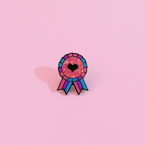 Bisexual Award Badge Pride Pin — Minimalist Pride Bisexual Queer Badge Bi Enamel Pin Subtle Pride Accessory Discreet LGBT Bi Flag