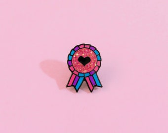 Bisexual Award Badge Pride Pin — Minimalist Pride Bisexual Queer Badge Bi Enamel Pin Subtle Pride Accessory Discreet LGBT Bi Flag