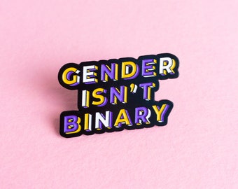 Gender Isn't Binary Non-Binary Enby Pride Pin — Minimalist Pride Enby Queer Badge Non-Binary Enamel Pin Subtle Discreet LGBT Flag