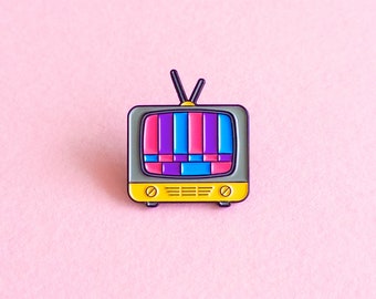 Subtle Pride Pin Bisexual Vintage Retro TV Pride Badge — Retro Style Minimalist Pride LGBT Bisexual Badge Gay Enamel Pin Pride Accessory