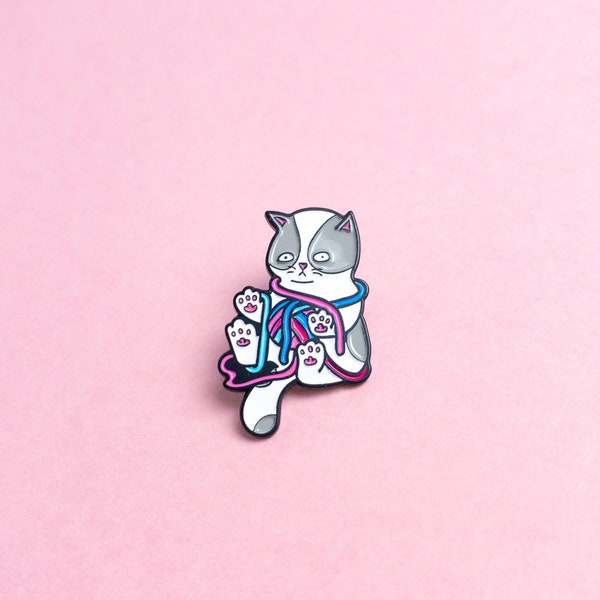 Trans Kitten Cat LGBT Pride Pin — Minimalist Pride LGBT Transgender Cat Badge Lesbian Gay Enamel Pin Subtle Pride Accessory Discreet
