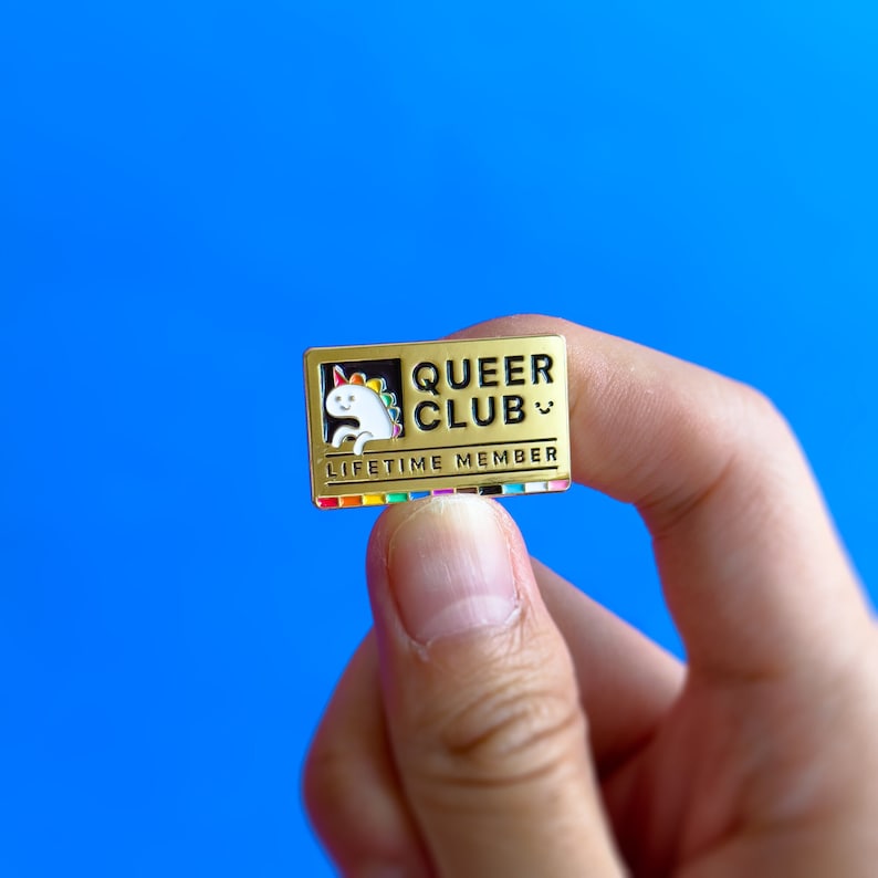 Queer Club LGBTQ Subtle Pride Pin Queer Gay Lesbian Bisexual Rainbow Queer Badge Lesbian Gay Trans Enamel Pin Accessory Discreet image 1