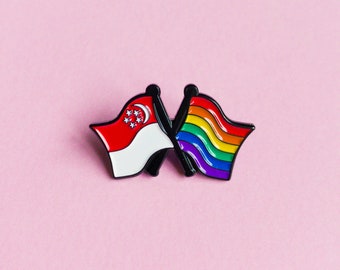 Singapore Pride Pin LGBT Subtle Pride Badge — Minimalist Pride LGBT Rainbow Queer Badge Lesbian Gay Transgender Enamel Pin Subtle Pride