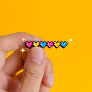 Subtle Pride Pin Pansexual Pixel Hearts Pride Badge — Pixel Art Minimalist Pride LGBT Pan Badge Gay Transgender Enamel Pin Pride Accessory