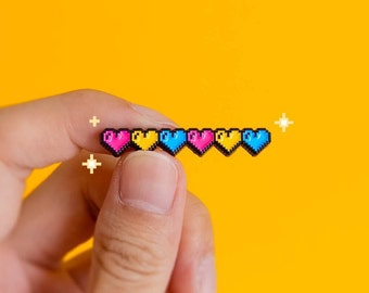 Subtle Pride Pin Pansexual Pixel Hearts Pride Badge — Pixel Art Minimalist Pride LGBT Pan Badge Gay Transgender Enamel Pin Pride Accessory