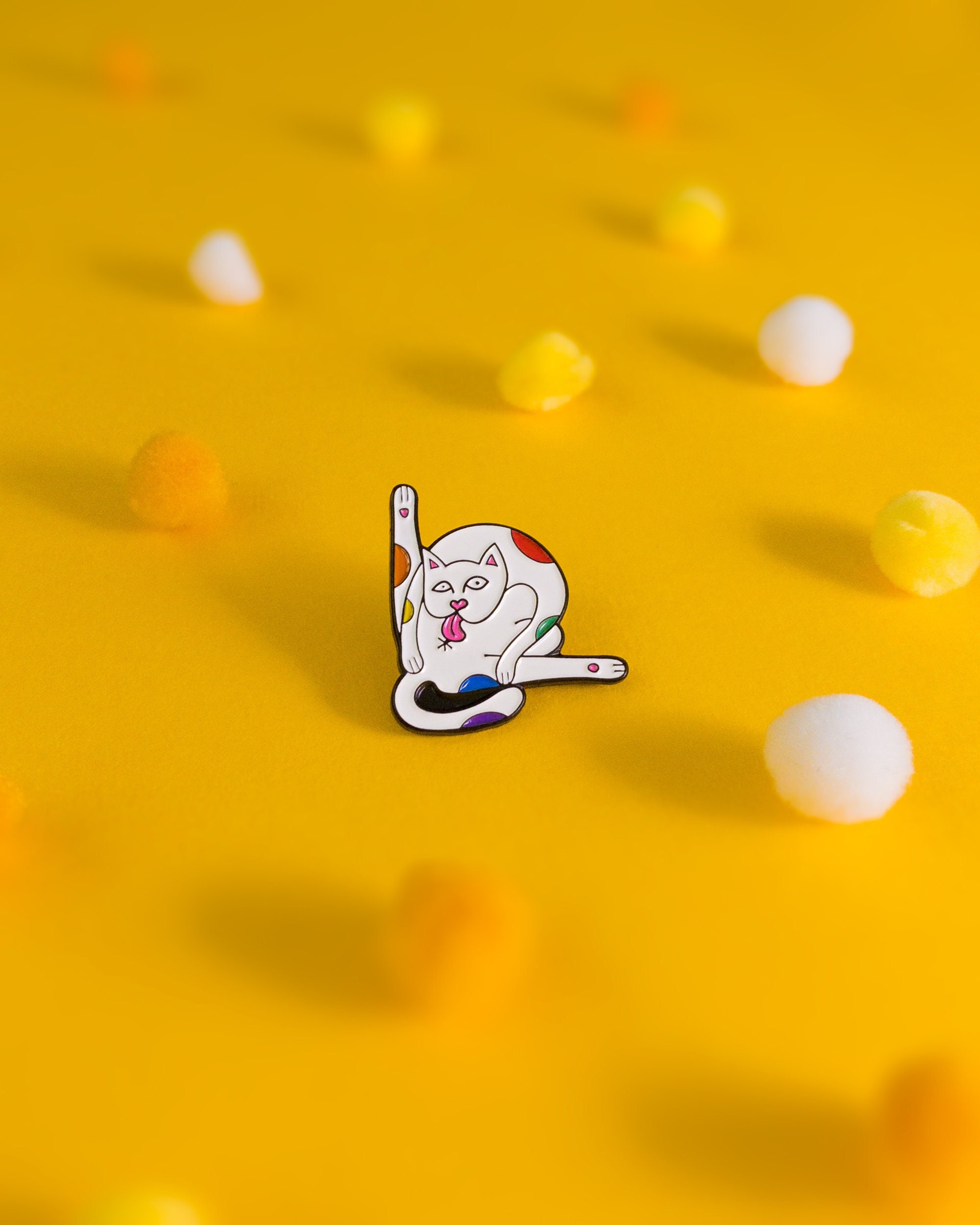 Pride Pin Cat Subtle Pride Badge — Rainbow Kitty LGBT Queer Badge Bisexual Lesbian Transgender Enamel Pin Subtle Pride Accessory Discreet