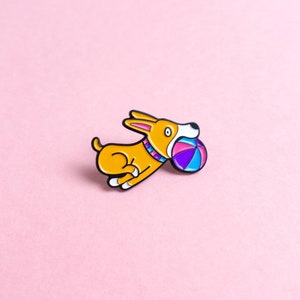 Bisexual Dog LGBT Pride Pin — Minimalist Pride LGBT Bi Doggo Badge Lesbian Gay Transgender Enamel Pin Subtle Pride Accessory Discreet