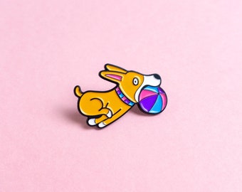 Bisexual Dog LGBT Pride Pin — Minimalist Pride LGBT Bi Doggo Badge Lesbian Gay Transgender Enamel Pin Subtle Pride Accessory Discreet