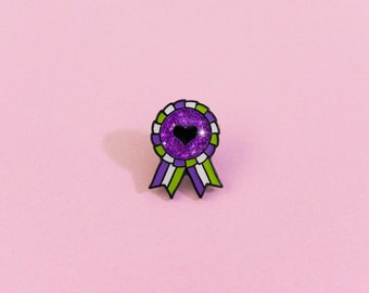 Genderqueer Award Badge Pride Pin — Minimalist Pride Genderqueer Queer Badge Enamel Pin Subtle Pride Discreet LGBT Genderqueer Flag