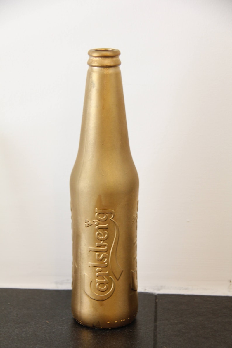 Gold Carlsberg Bottle Plated Gold Bottle Glass Bottle Etsy