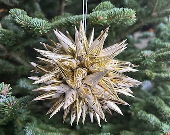 Polish Star Ornament Jeżyki modern Christmas holiday decor gold white accents