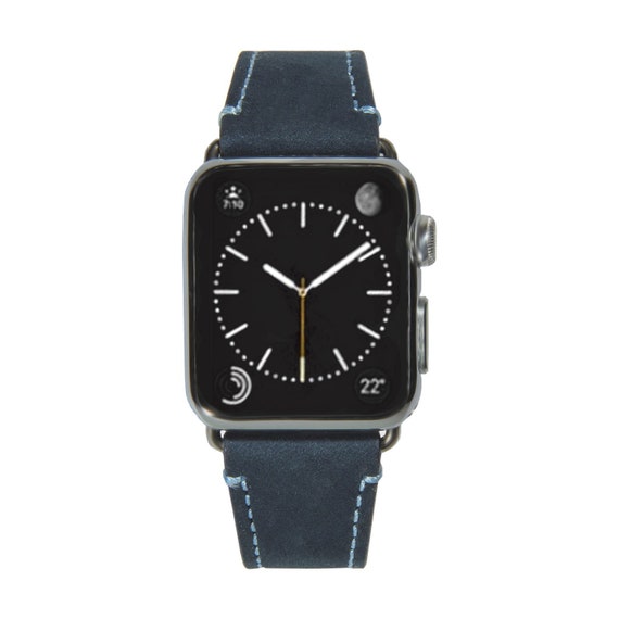Aegean Blue Suede Leather Apple Watch Band 38mm 40mm Etsy