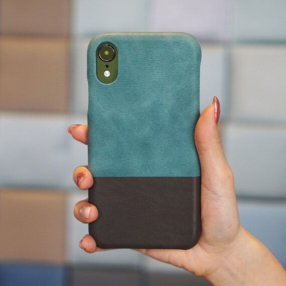 Personalized Ocean Blue Pebble Gray Iphone Xr Leather Case Etsy