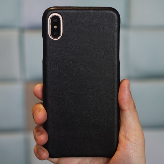 Personalized All Black Iphone Xs Max Leather Case Monogram Etsy