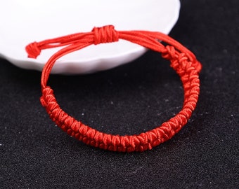 Handmade Red Thread Tibetan Bracelet, Yoga Meditation Bracelets, Custom Size Knotted Bracelets