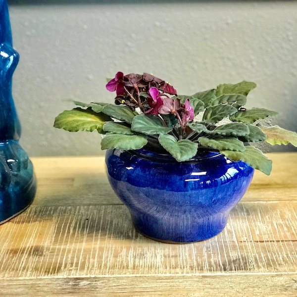 Self Watering Drum Shape Glazed Ceramic Pot, African Violet Pot, Succulent Pot, Glazed Pottery, Multi Color, Ceramic planter, Laid back