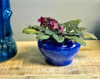 Self Watering Drum Shape Glazed Ceramic Pot, African Violet Pot, Succulent Pot, Glazed Pottery, Multi Color, Ceramic planter, Laid back