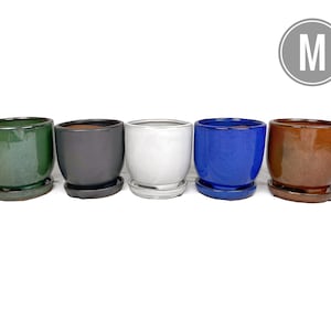 Maui (MEDIUM 5.0&quot;) Handmade Ceramic Pot With Attached Saucer, W/ Drainage Hole, Glazed Pottery, Succulent Pot, Succulent Planter | Gift