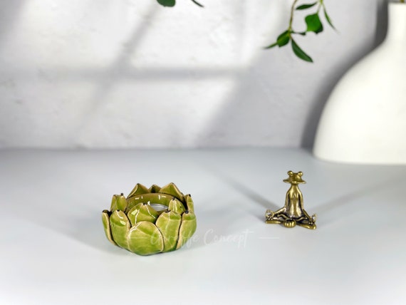 Handmade Ceramic Flower Candle Holder, Tea Light, Table Accent, Lotus, Home Decor, Artistic Accent, Modern Decoration, Antique, Gift Ideas