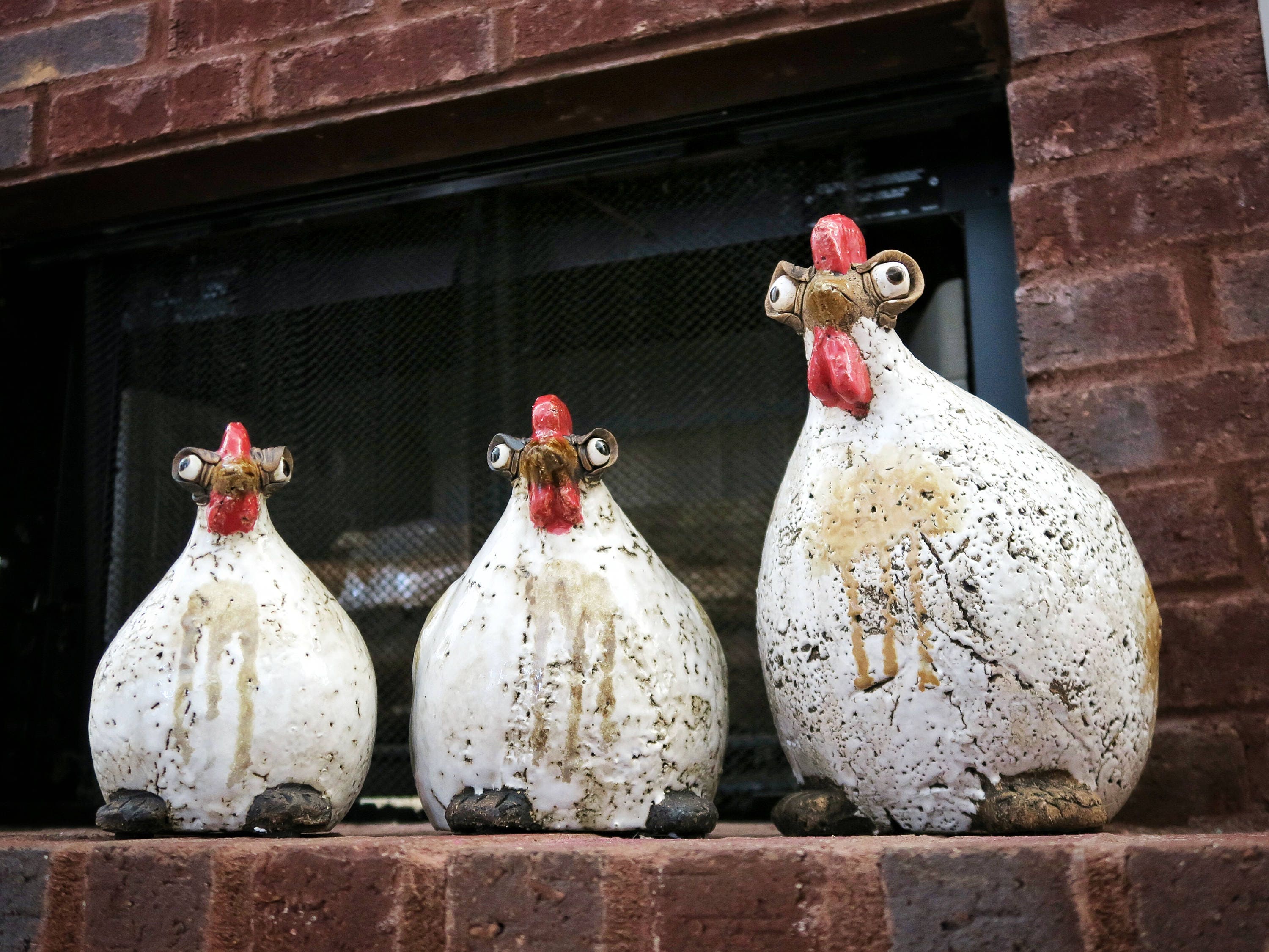 Rustic Ceramic Chicken Statue Chicken Family Statues Etsy