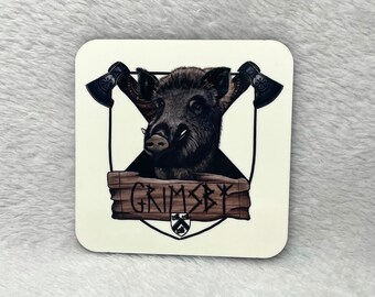 Grimsby Viking Boar Coaster - Viking - GY Viking Hog - Mariners - Grimsby heritage - Grimsby Town - Bee and the Sea Illustration