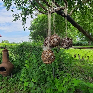 Two small alpaca fleece nesting ball,  Grapevine nesting balls, Bird house, Birdhouse material, Alpaca fleece, Alpaca fiber, Bird nest