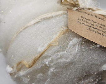 Merino wool art batt, Roving, Bird nesting material