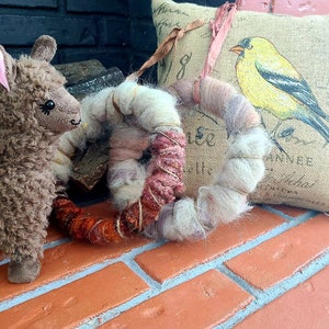 2 pack alpaca fleece wreaths, Bird nesting wreaths, Wreath