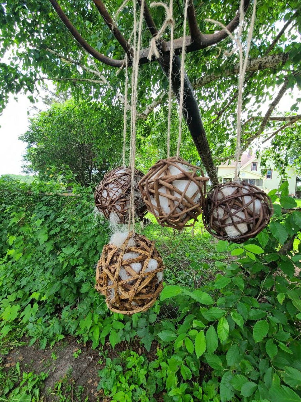 Alpaca fleece nesting ball Grapevine nesting balls Bird image 1