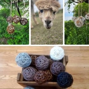 4 mini alpaca fleece nesting balls, Nesting balls, Alpaca fleece, Nesting material, Bird house, Bird nest, Hummingbird house, Rattan balls
