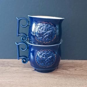 ソビエトコーヒー・紅茶用磁器マグカップ コバルトブルー。2個セット