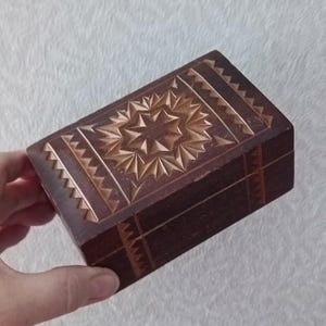 Vintage carved wooden casket handmade