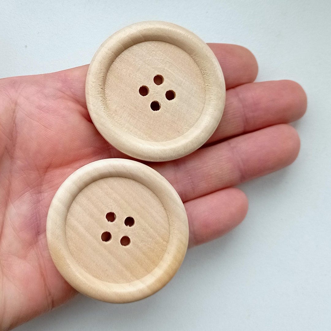 Large Table Top Hand Button Buy Retro Natural Wooden Large Buttons, Set of 2, 2 Inch Online in ...